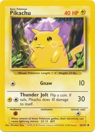 Pokemon Base Set 58/102 Pikachu Yellow Cheeks