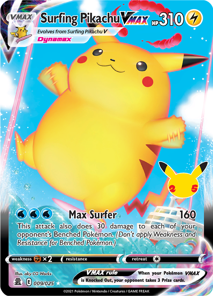 Surfing Pikachu VMAX Near Mint - 009/025 - Celebrations