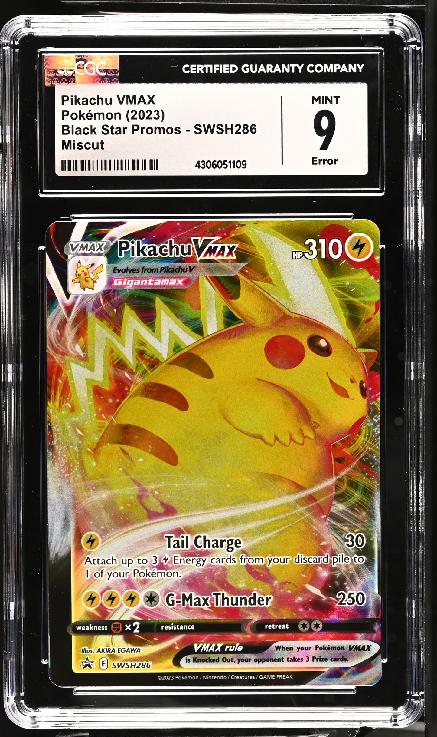 2021 Pokemon Sword & Shield Promos Pikachu VMAX SWSH286 CGC 9 Mint OC Error
