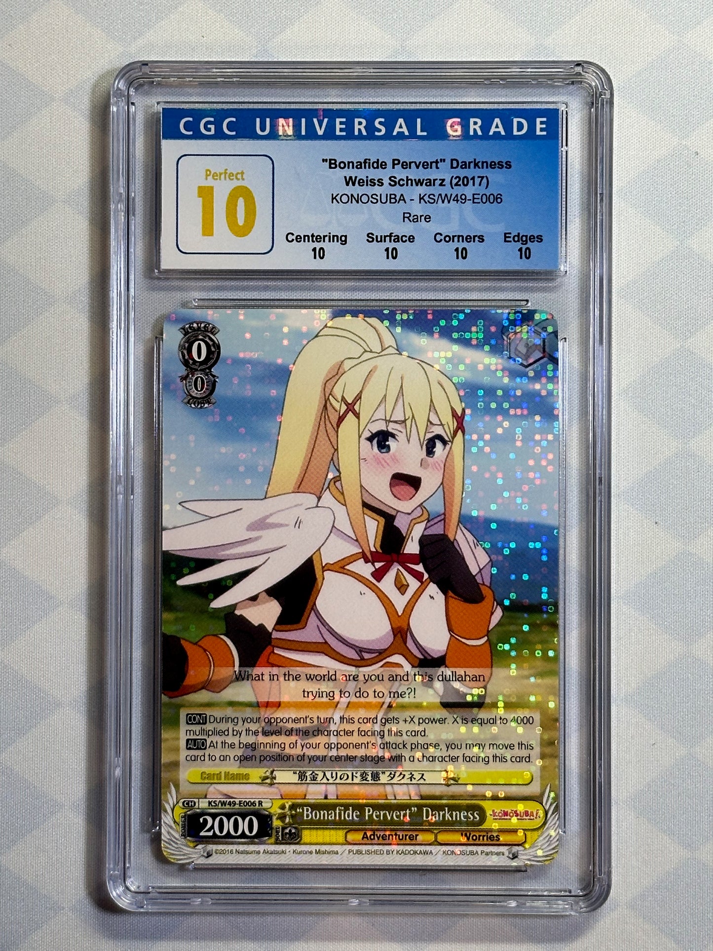 2017 Weiss Schwarz Konosuba "Bonafide Pervert" Darkness KS/W49-E006 R CGC 10 Perfect