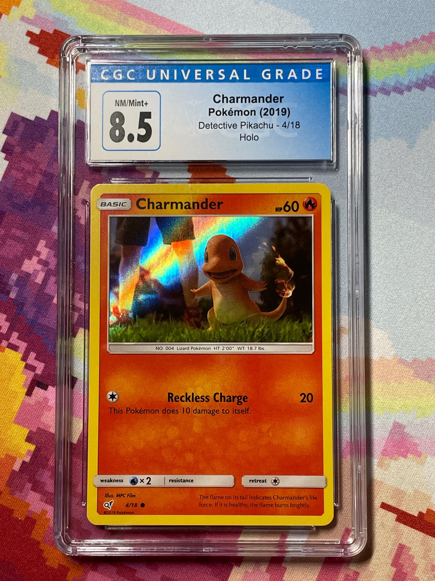 2019 Pokémon Detective Pikachu Charmander Holo 4/18 CGC 8.5 NM/Mint+