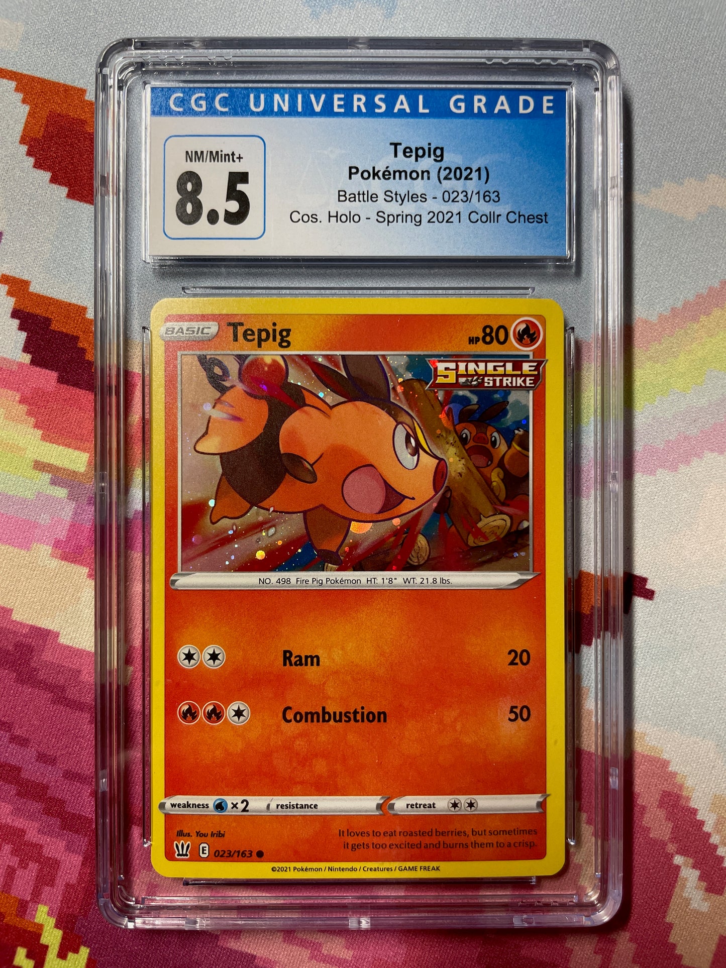 2021 Pokémon Battle Styles Tepig Cosmos Holo 023/163 CGC 8.5 NM/Mint+