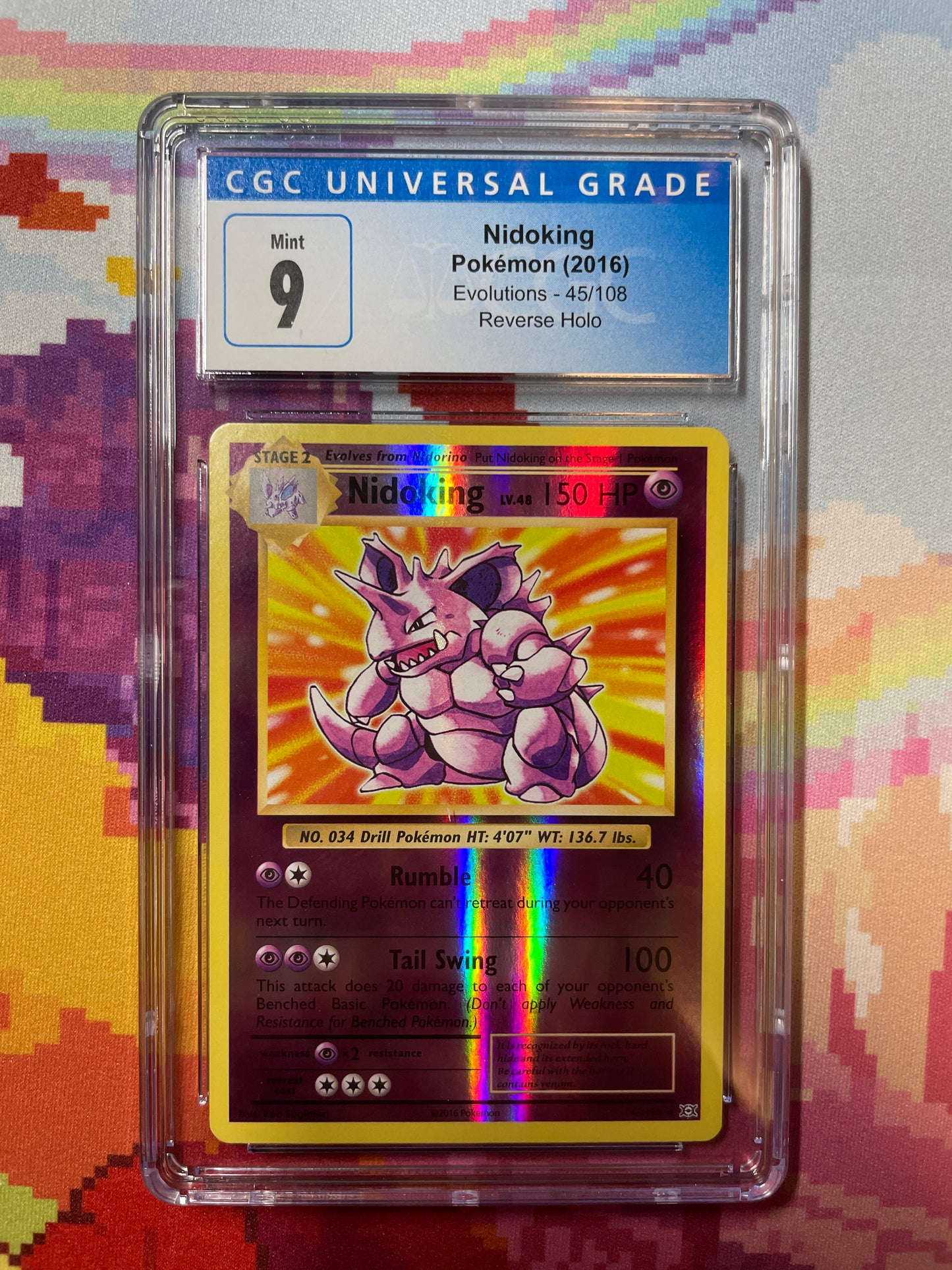 2016 Pokémon Evolutions Nidoking Reverse Holo 45/108 CGC 9 Mint