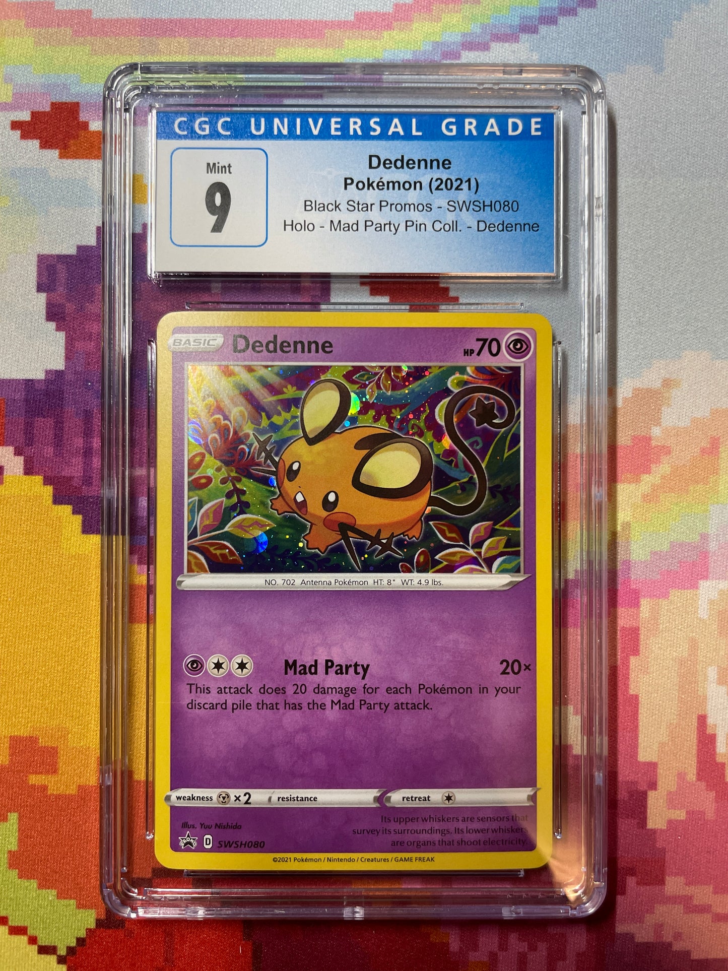 2021 Pokémon Black Star Promos Dedenne (Swirl) SWSH080 CGC 9 Mint