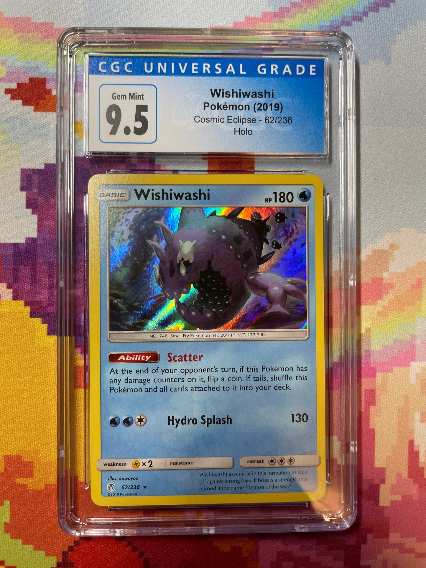 2019 Pokémon Cosmic Eclipse Wishiwashi Holo 62/236 CGC 9.5 Gem Mint