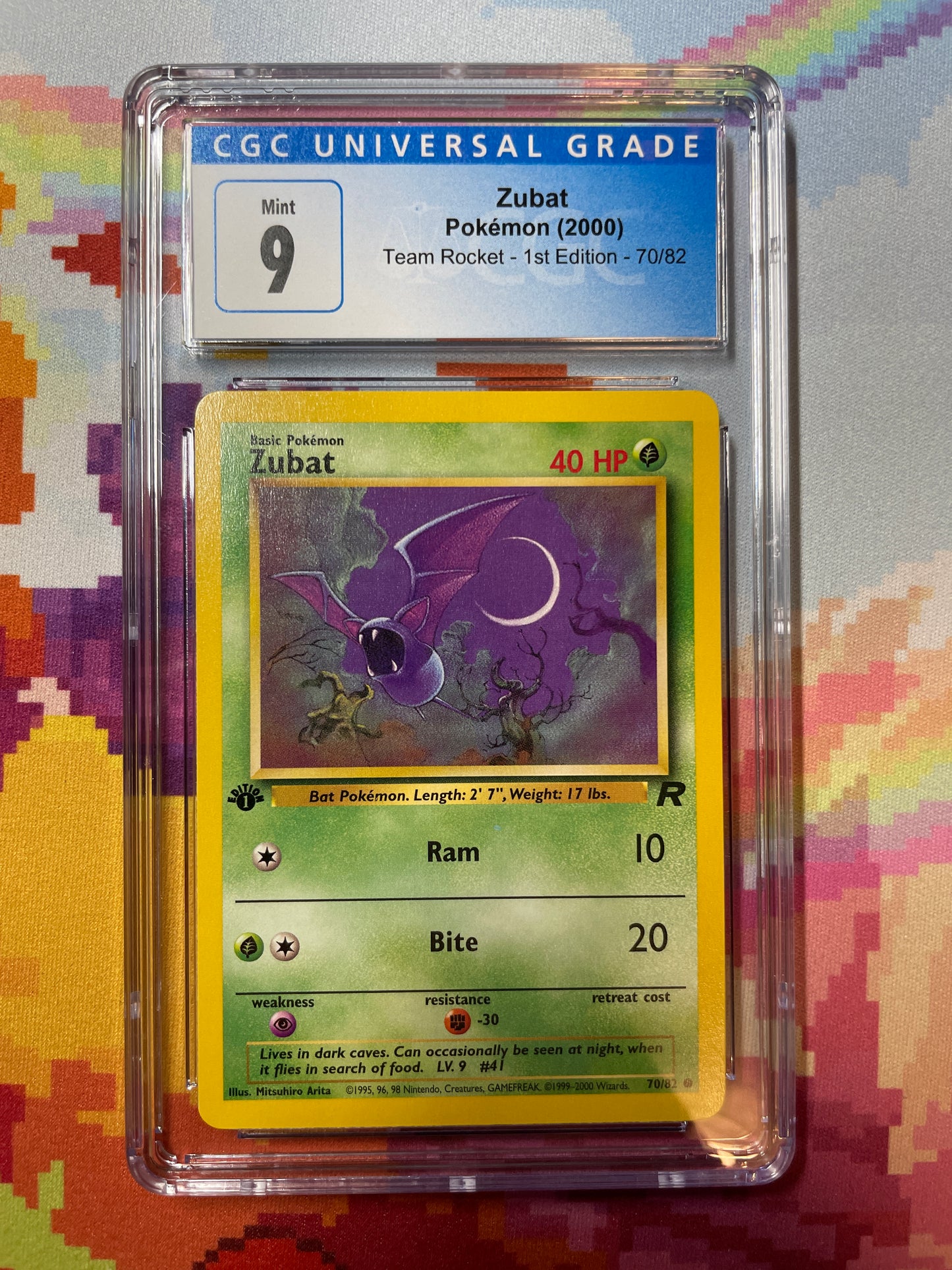 2000 Pokémon Team Rocket 1st Edition Zubat 70/82 CGC 9 Mint