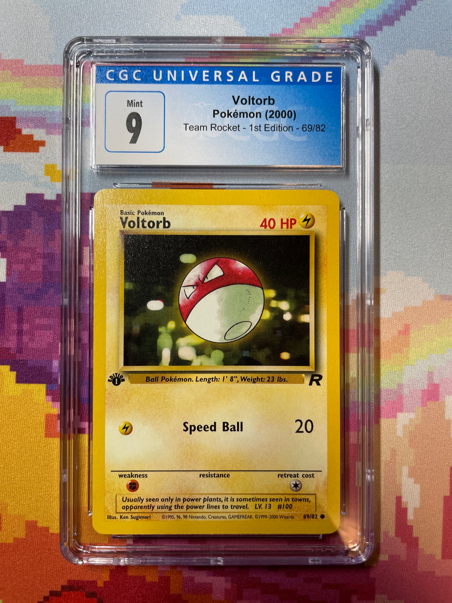 2000 Pokémon Team Rocket 1st Edition Voltorb 69/82 CGC 9 Mint