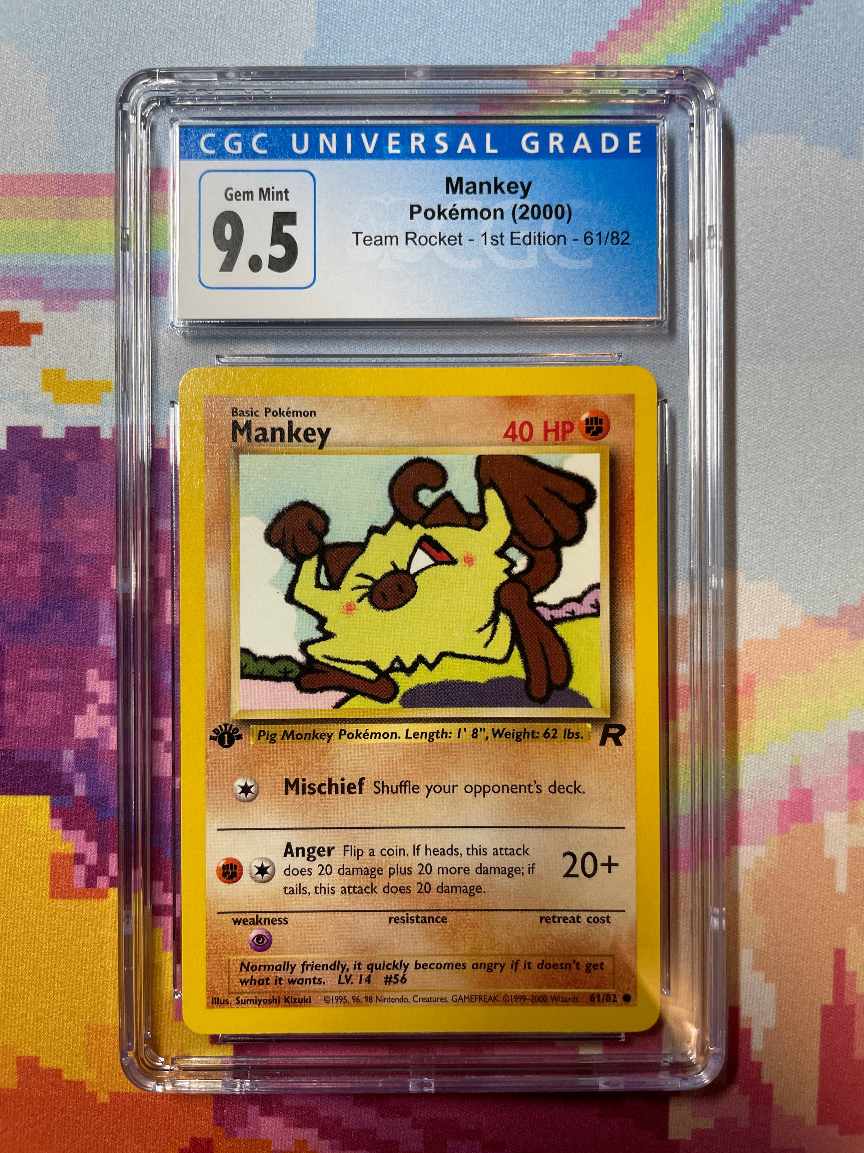 2000 Pokémon Team Rocket 1st Edition Mankey 61/82 CGC 9.5