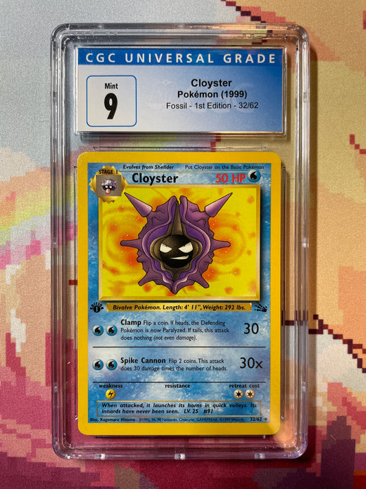 1999 Pokémon Fossil 1st Edition Cloyster 32/62 CGC 9 Mint