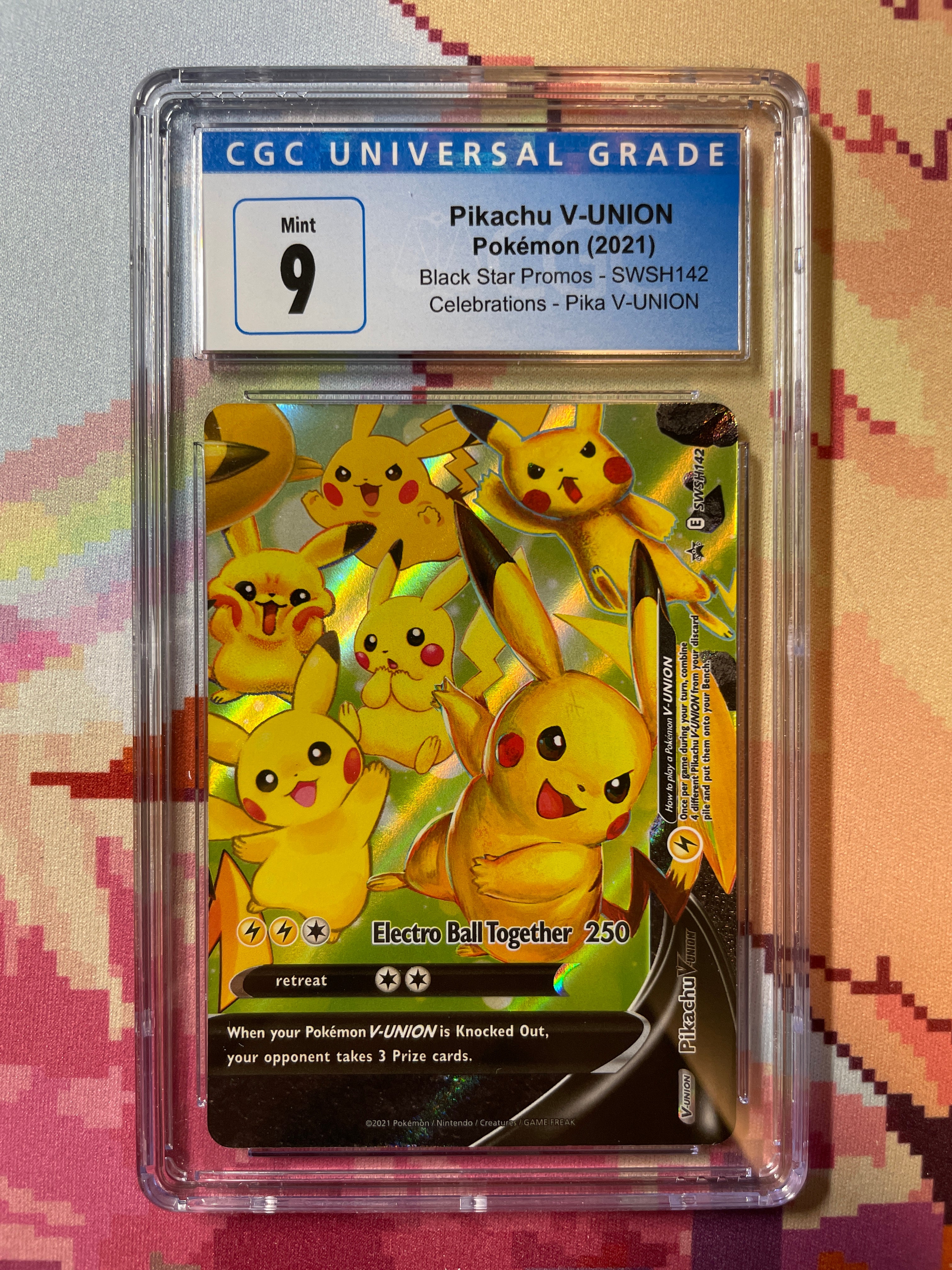 2021 Pokémon Black Star Promos Pikachu V-UNION SWSH142 CGC 9 Mint