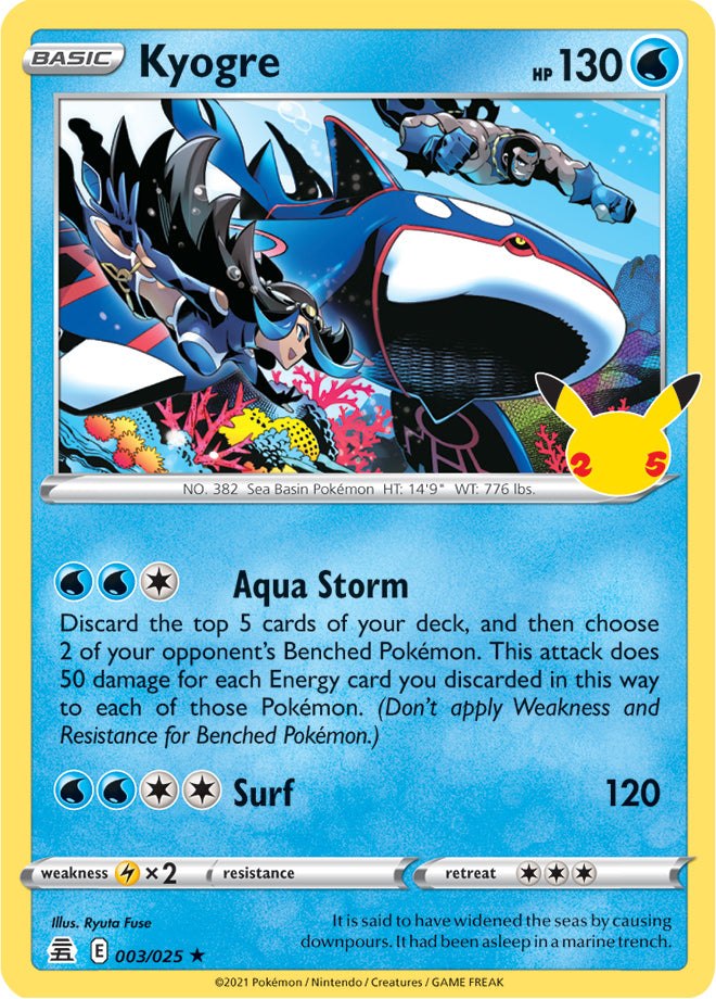 Kyogre Near Mint - 003/025 - Celebrations