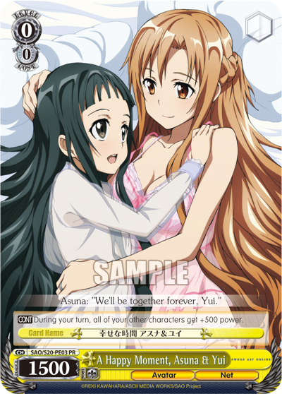 Weiss Schwarz SAO/S20-PE03 PR A Happy Moment, Asuna & Yui