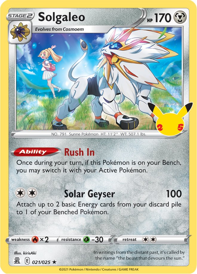 Solgaleo Near Mint - 021/025 - Celebrations