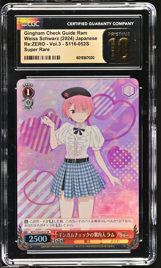 2024 Weiss Schwarz Japanese Re:Zero Vol. 3 Gingham Check Guide Ram RZ/S116-052S SR CGC 10 Pristine