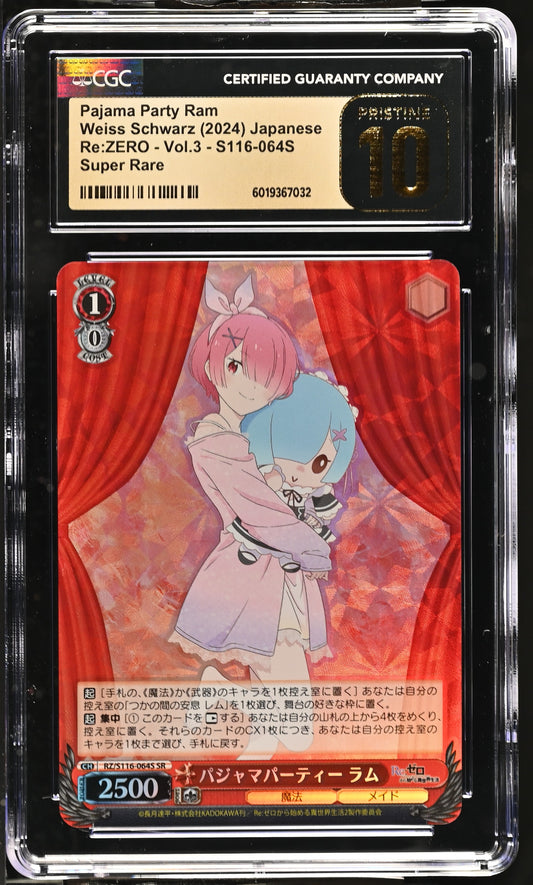 2024 Weiss Schwarz Japanese Re:Zero Vol. 3 Pajama Party Ram RZ/S116-064S SR CGC 10 Pristine