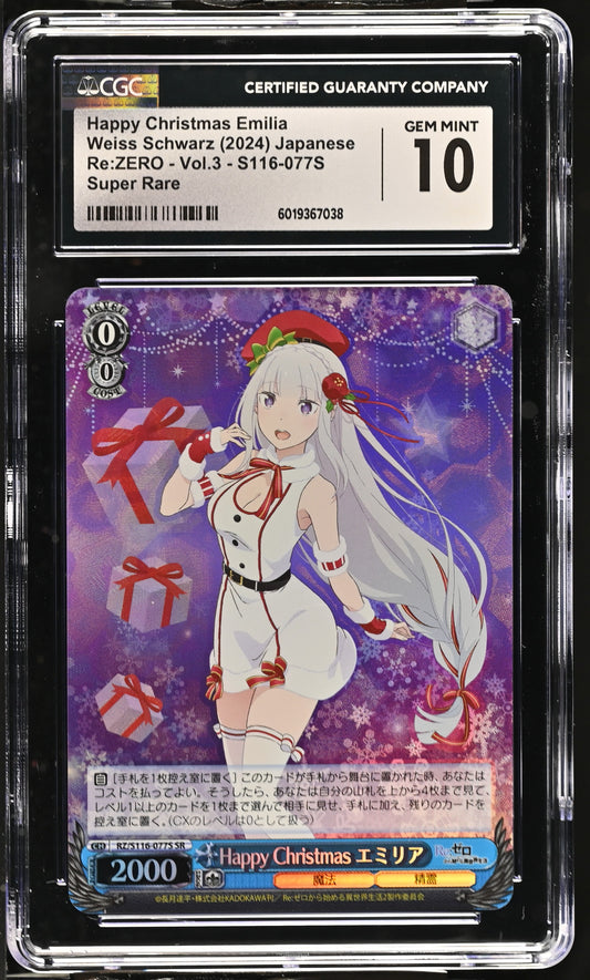 2024 Weiss Schwarz Japanese Re:Zero Vol. 3 Happy Christmas Emilia RZ/S116-077S SR CGC 10 Gem Mint