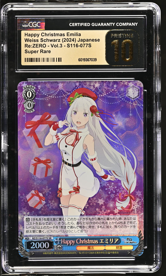 2024 Weiss Schwarz Japanese Re:Zero Vol. 3 Happy Christmas Emilia RZ/S116-077S SR CGC 10 Pristine