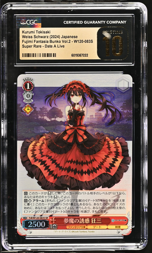 2024 Weiss Schwarz Japanese Fujimi Fantasia Bunko Vol. 2 Kurumi Tokisaki Fdl/W120-083S SR CGC 10 Pristine