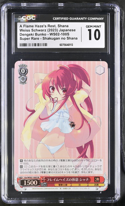 2023 Weiss Schwarz Japanese Dengeki Bunko A Flame Haze's Rest, Shana Gss/WS01-100S SR CGC 10 Gem Mint