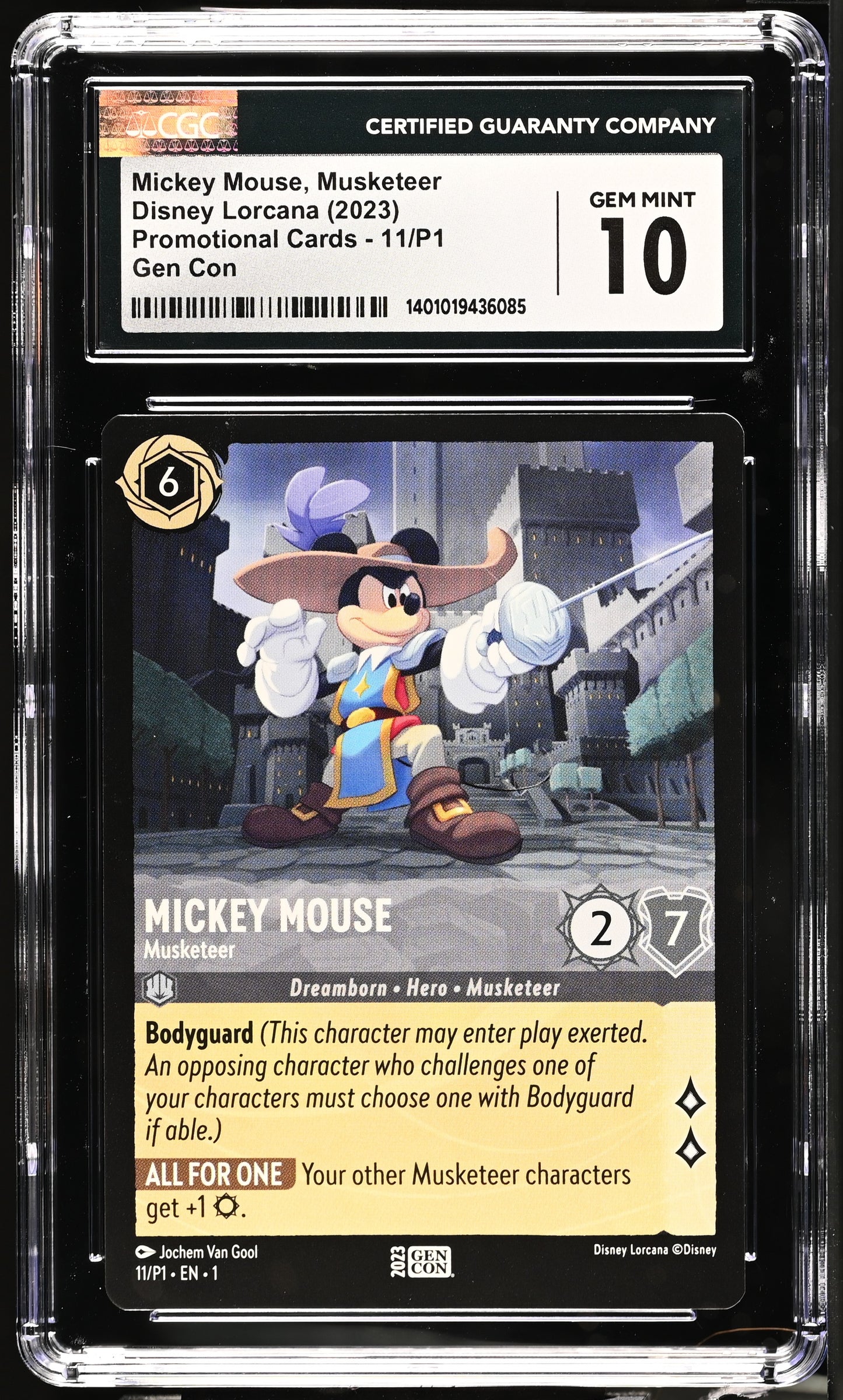 2023 Lorcana Gen Con Mickey Mouse, Musketeer 11/P1 CGC 10 Gem Mint