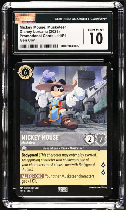 2023 Lorcana Gen Con Mickey Mouse, Musketeer 11/P1 CGC 10 Gem Mint