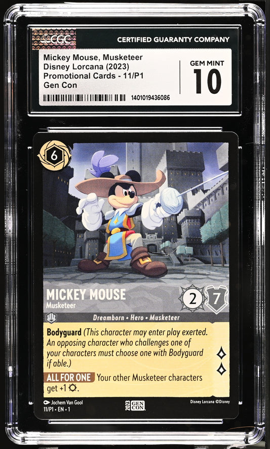 2023 Lorcana Gen Con Mickey Mouse, Musketeer 11/P1 CGC 10 Gem Mint