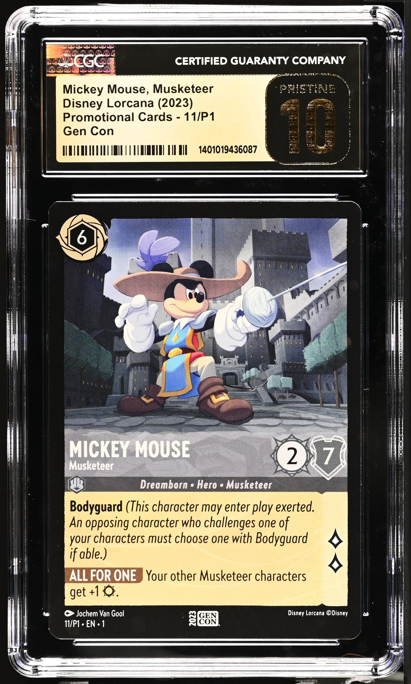 2023 Lorcana Gen Con Mickey Mouse, Musketeer 11/P1 CGC 10 Pristine