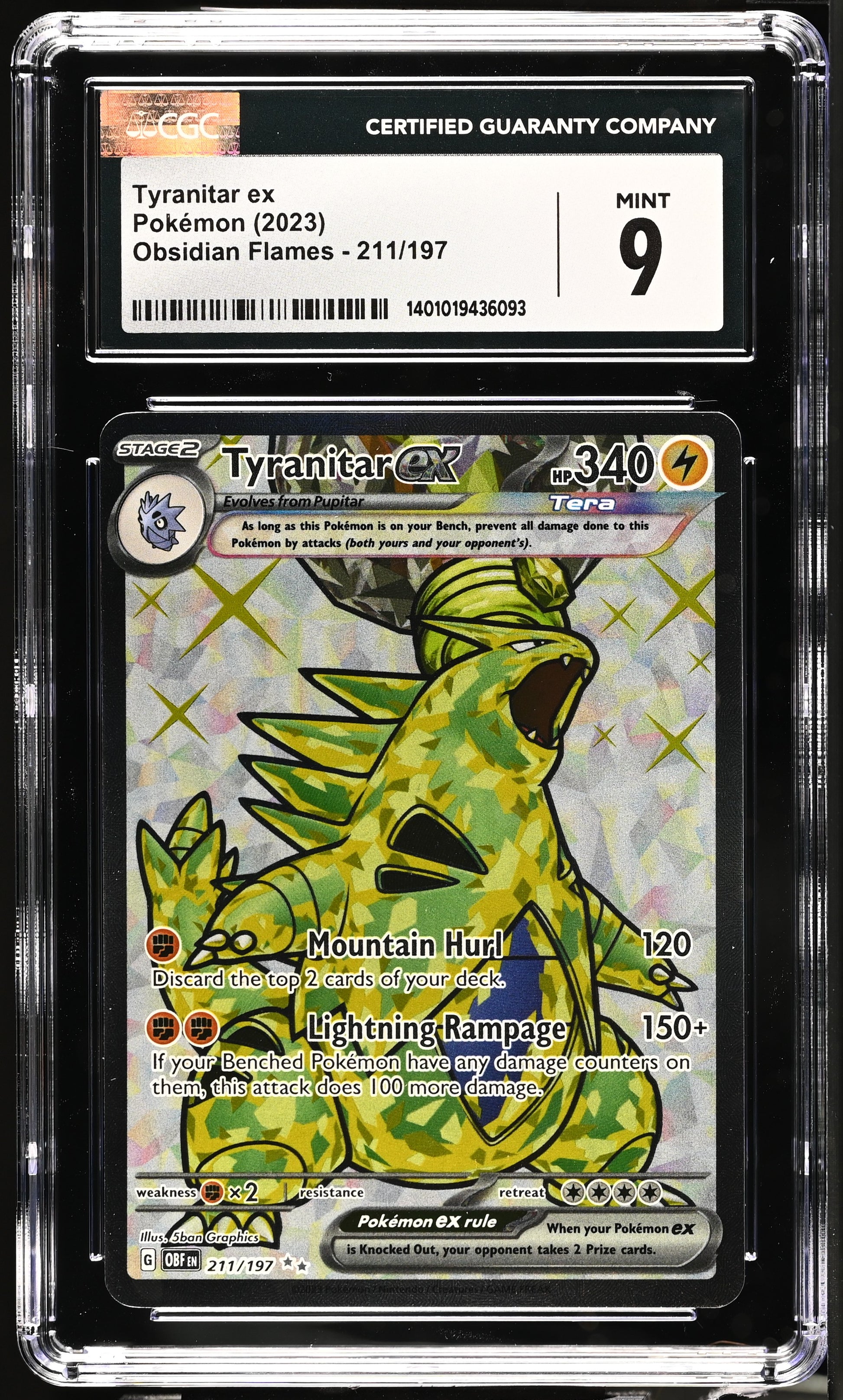 211 197 pokemon card 2023 Pokemon Obsidian Flames Tyranitar ex 211/197 CGC 9 Mint – Oblivion Collectibles