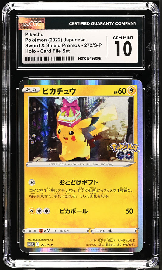 2022 Pokemon Japanese Sword & Shield Promos Pikachu 272/S-P CGC 10 Gem Mint