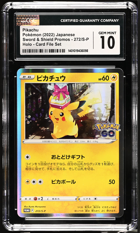 2022 Pokemon Japanese Sword & Shield Promos Pikachu 272/S-P CGC 10 Gem Mint