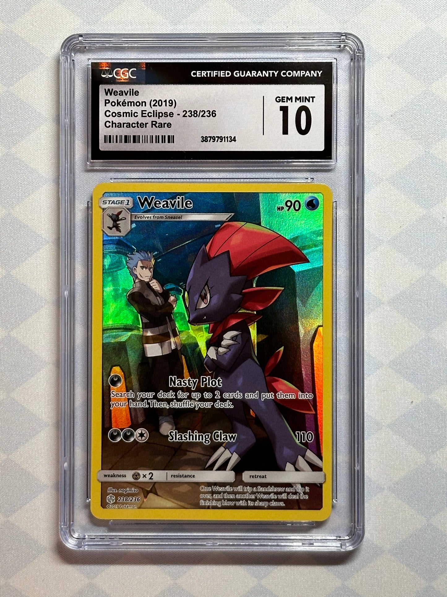 2019 Pokémon Cosmic Eclipse Weavile 238/236 CGC 10 Gem Mint