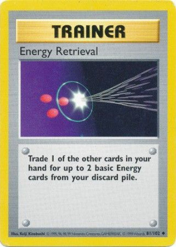 Pokemon Base Set Shadowless 81/102 Energy Retrieval