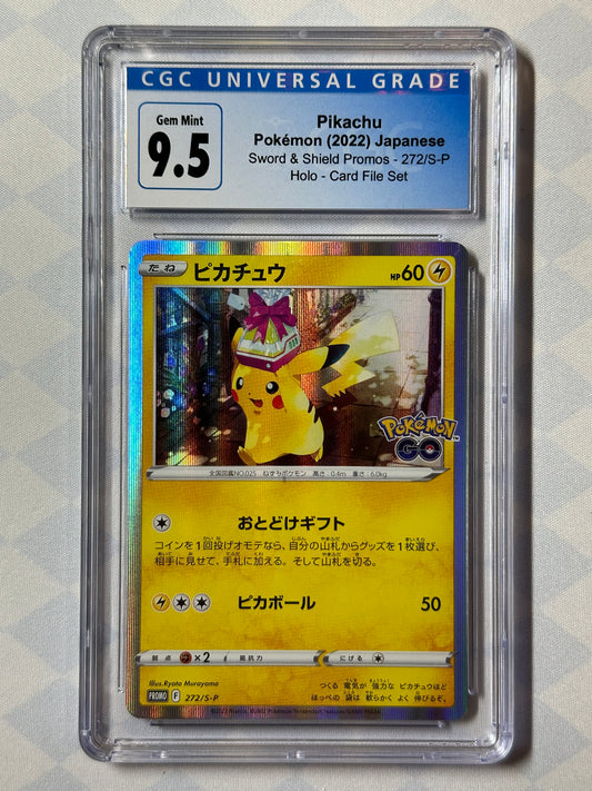 2022 Pokémon Japanese Sword & Shield Promos Pikachu 272/S-P CGC 9.5 Gem Mint