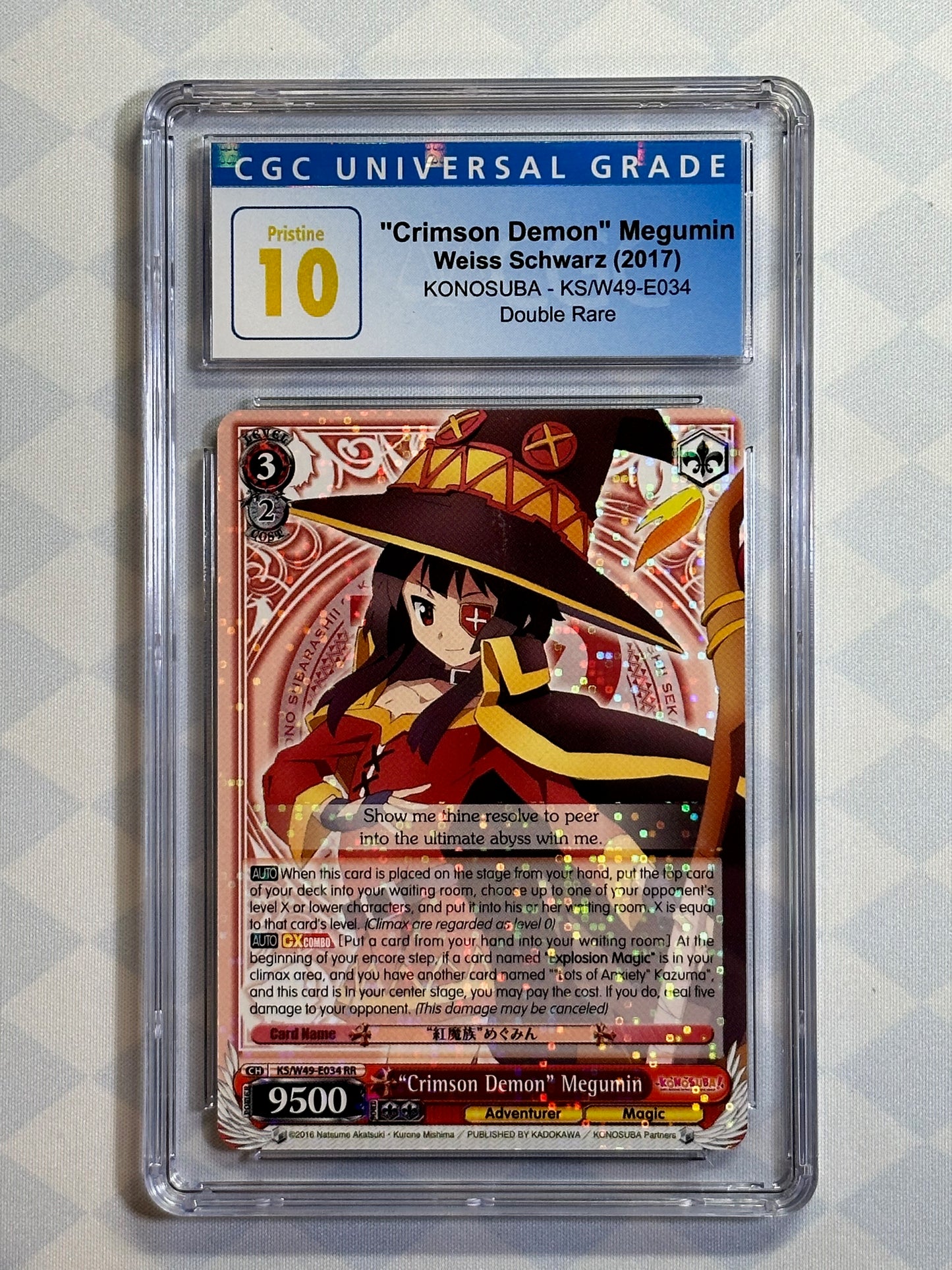 2017 Weiss Schwarz Konosuba "Crimson Demon" Megumin KS/W49-E034 R CGC 10 Pristine