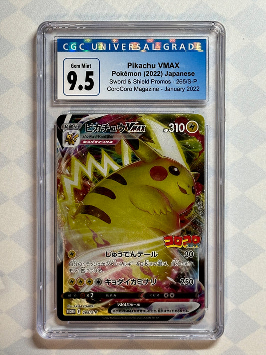 2022 Pokémon Japanese Sword & Shield Promos Pikachu VMAX 265/S-P CGC 9.5 Gem Mint