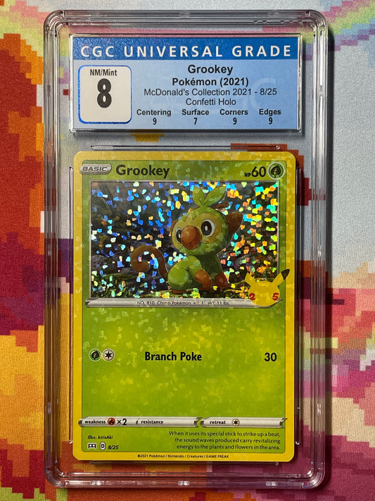 2021 Pokémon McDonald's 25th Anniversary Collection Grookey Holo 8/25 CGC 8 NM/Mint