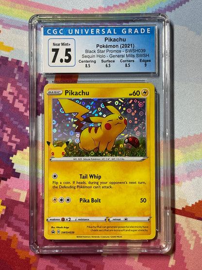 2021 Pokmon Black Star Promos Pikachu Holo SWSH039 CGC 7.5 Near Mint+ Oblivion Collectibles 2021 Pokmon Black Star Promos Pikachu Holo SWSH039 CGC 7.5 Near Mint+ Oblivion Collectibles