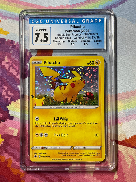 2021 Pokémon Black Star Promos Pikachu Holo SWSH039 CGC 7.5 Near Mint+