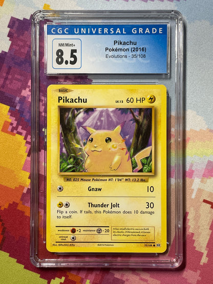 pikachu pokemon card 35/108 PSA 10 Gen Mint XL Evolutions Pokmon # 2016 yellow cheeks Lightning / 60 / Basic Attack 1 Lot # 96 2016 Pokemon
