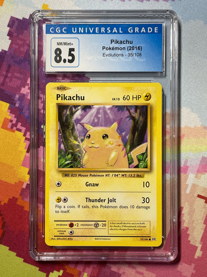 2016 Pokémon Evolutions Pikachu 35/108 CGC 8.5 NM/Mint+