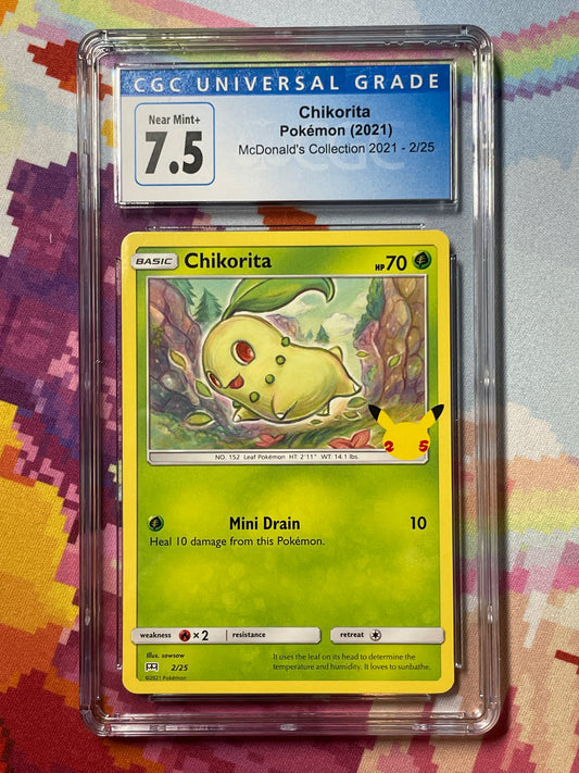 2021 Pokémon McDonald's Collection Chikorita 2/25 CGC 7.5 Near Mint+