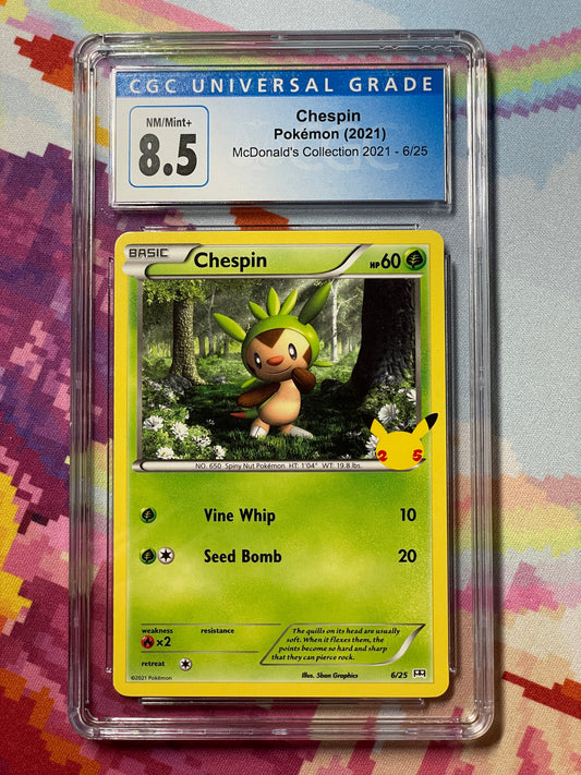 2021 Pokémon McDonald's Collection Chespin 6/25 CGC 8.5 NM/Mint+