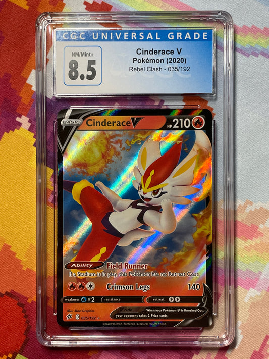 2020 Pokémon Rebel Clash Cinderace V 035/192 CGC 8.5 NM/Mint+