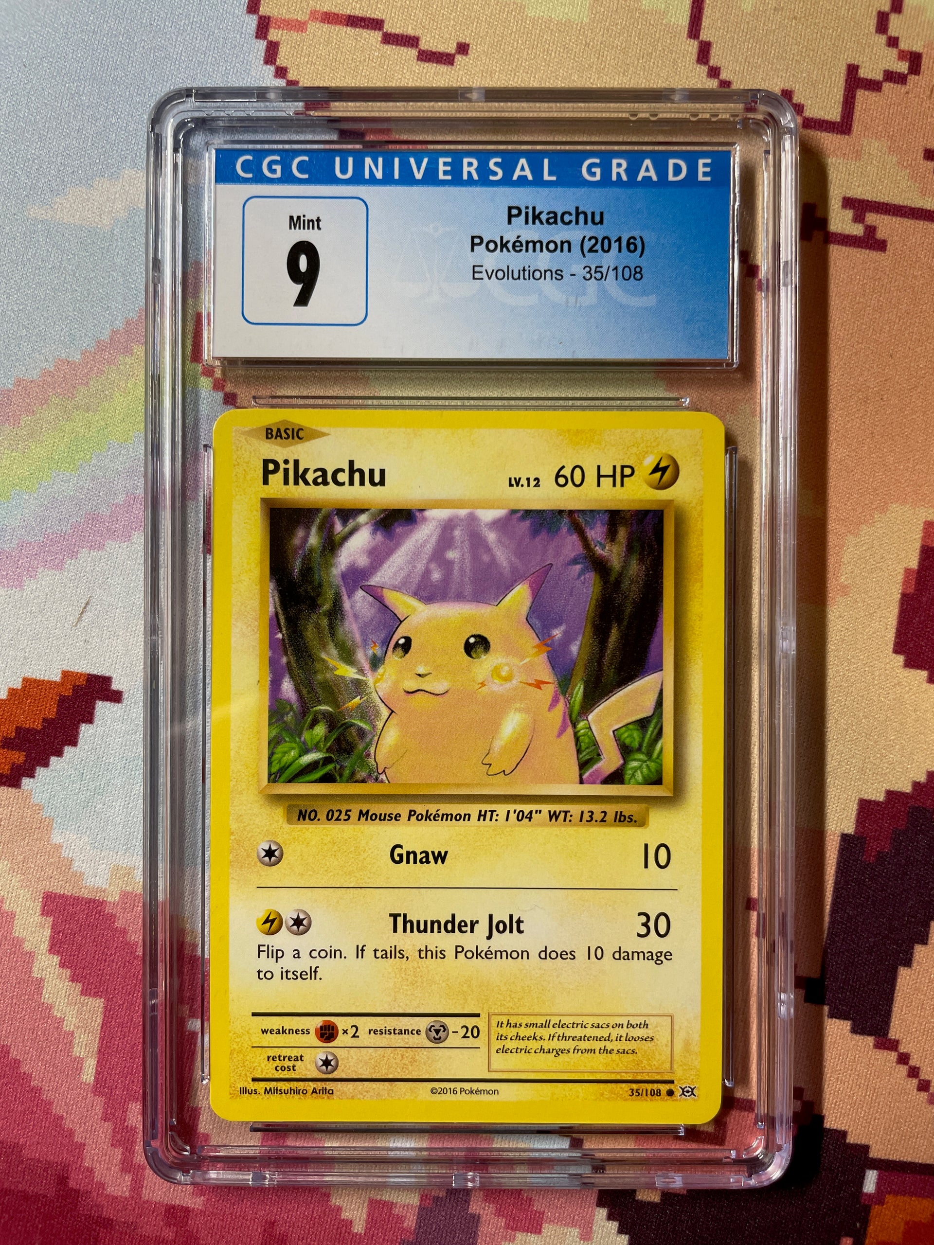 Pikachu 2016 pokemon card lv.12 60hp 35/108