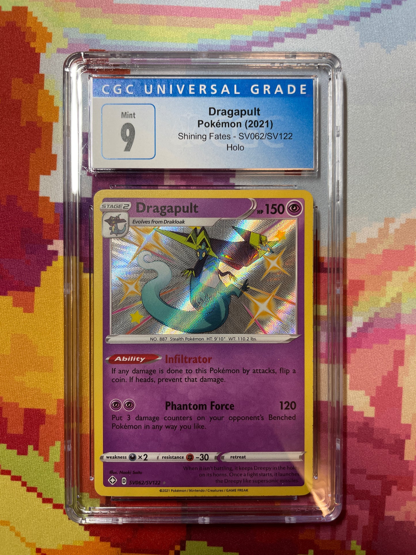 2021 Pokémon Shining Fates Dragapult Holo SV062/SV122 CGC 9 Mint