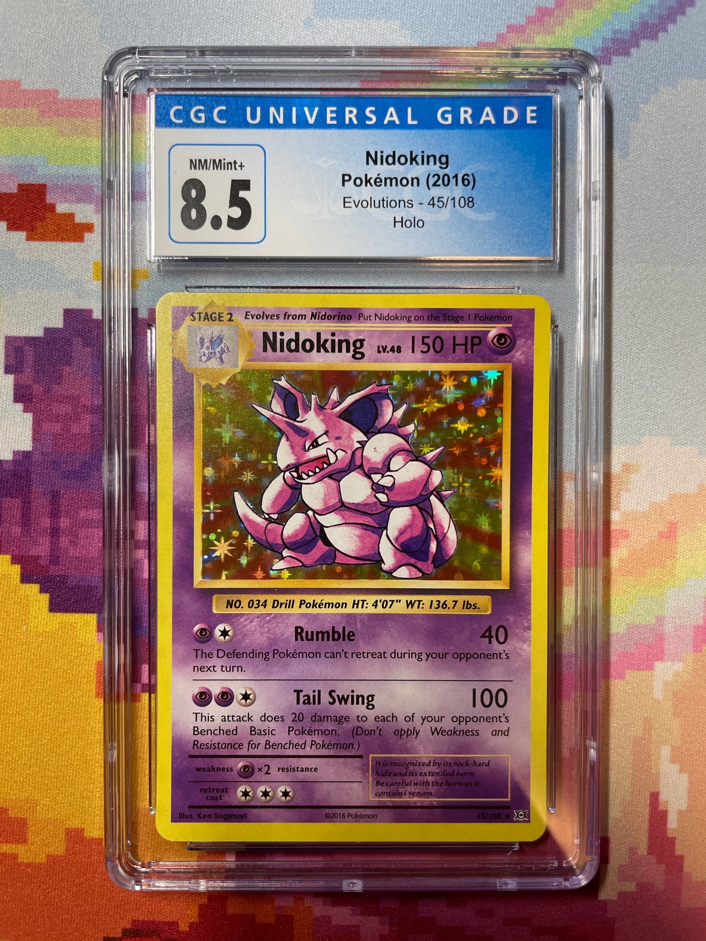 2016 Pokémon Evolutions Nidoking Holo 45/108 CGC 8.5 NM/Mint+