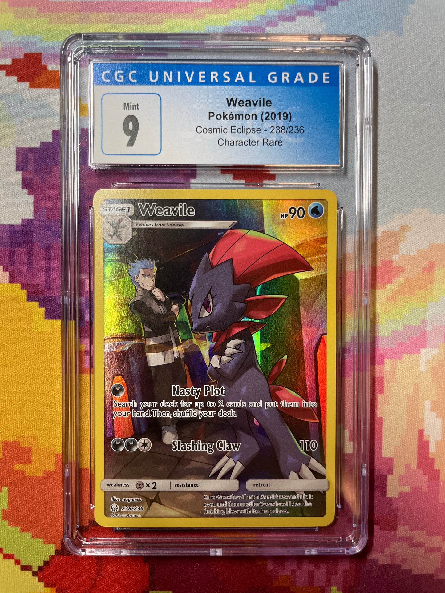 2019 Pokémon Cosmic Eclipse Weavile 238/236 CGC 9 Mint