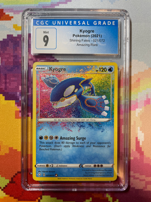 2021 Pokémon Shining Fates Kyogre Amazing Rare 021/072 CGC 9 Mint