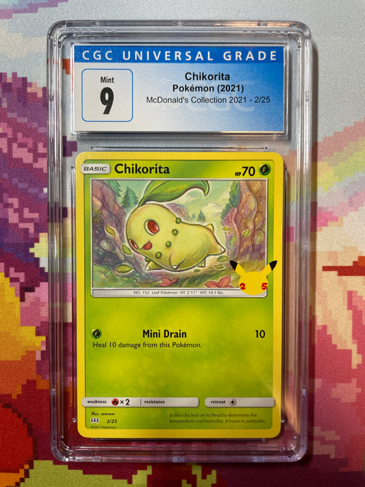 2021 Pokémon McDonald's Collection Chikorita 002/025 CGC 9 Mint