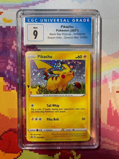 2021 Pokémon Black Star Promos Pikachu SWSH039 CGC 9 Mint